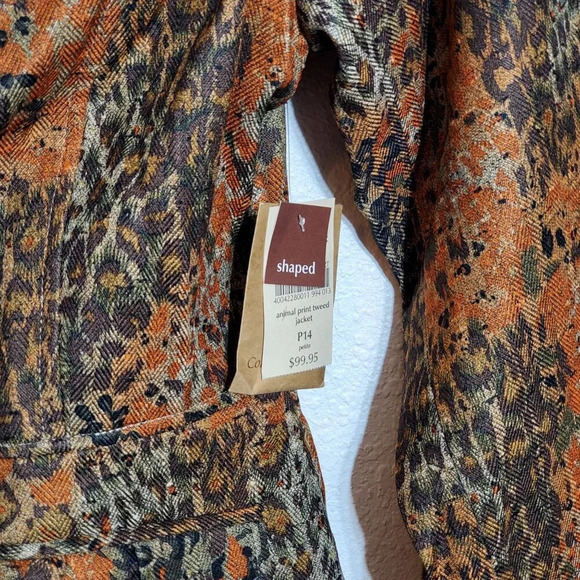 Coldwater Creek Womens Jacket Petite P14 Animal Print Tweed Jacket blazer - Picture 12 of 13